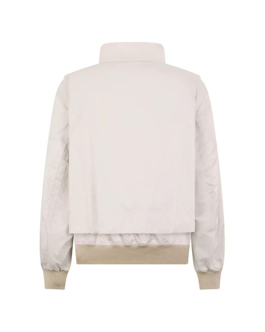 Moorer White High-Neck Bomber Jacket