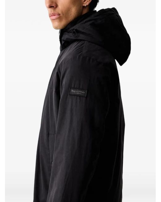 Marc O' Polo Black Hooded Zip-Up Jacket for men