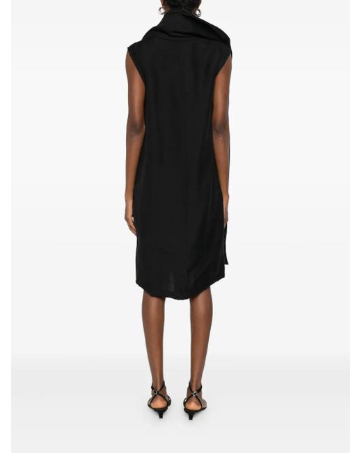 Totême  Black Kleid Mit Drapiertem Ausschnitt