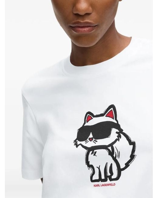 Karl Lagerfeld White Ikon Choupette T-Shirt