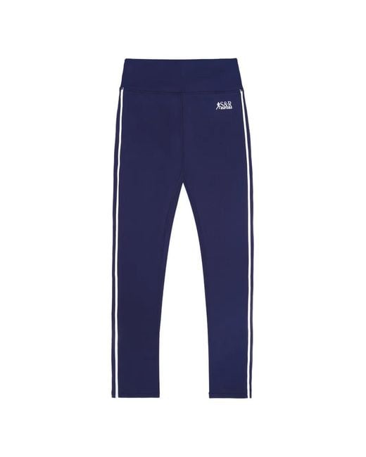 Sporty & Rich Blue Sr Runner Stripe-Detail Leggings