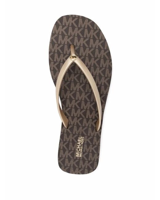 MICHAEL Michael Kors Metallic Monogram-Print Flip Flops