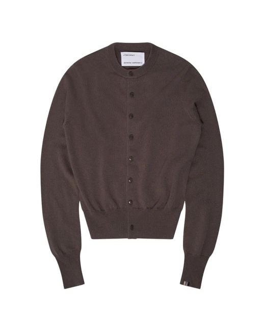 Extreme Cashmere Brown Fine-Knit Button-Up Cardigan