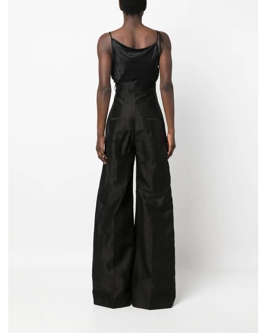Rick Owens Black High-Waist Wide-Leg Trousers