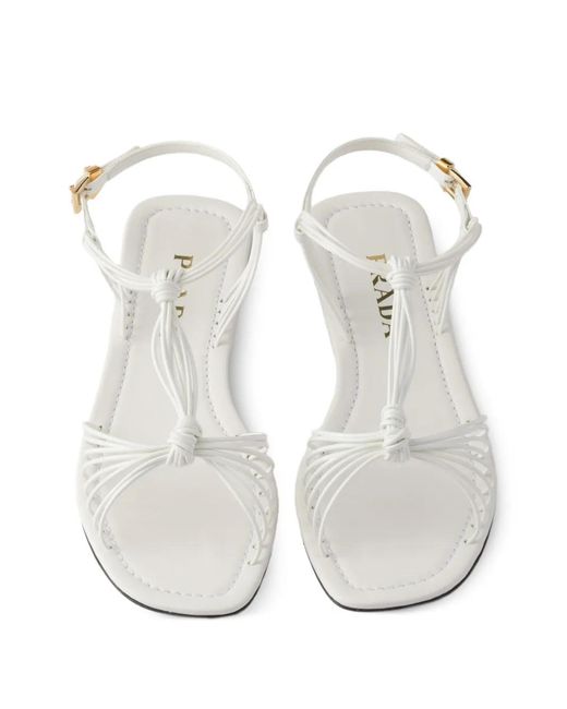 Prada White Patent Leather Sandals