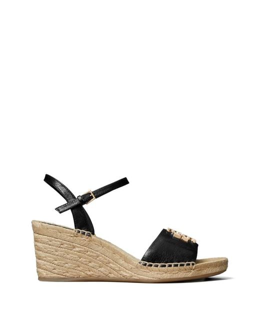 Tory Burch Black Eleanor Wedge Espadrilles