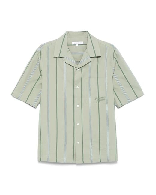 Maison Kitsuné Green Striped Shirt for men