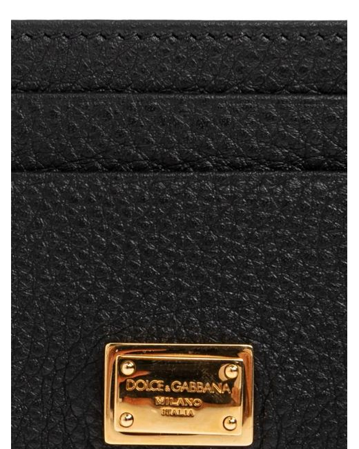 Dolce & Gabbana Black Logo-Plaque Leather Cardholder