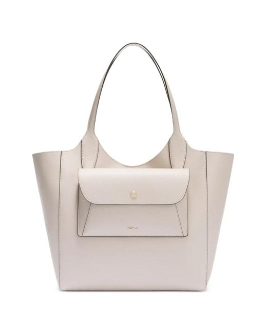 Furla White Medium Lea Tote Bag