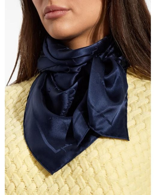 Givenchy Blue Logo-Print Silk Scarf