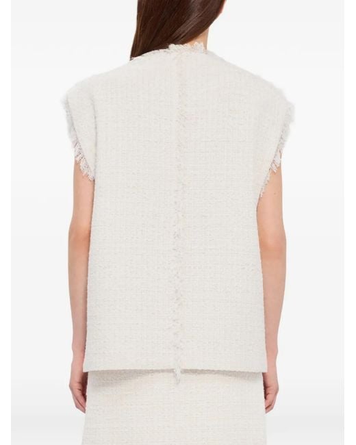 MSGM White Débardeur Boutonné À Bords Francs