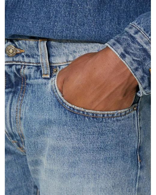 424 Blue Distressed-Effect Frayed-Detail Jeans for men