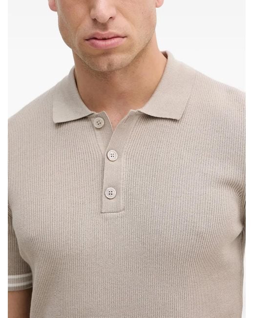Joop! White Ribbed Short Sleeve Polo Shirt for men