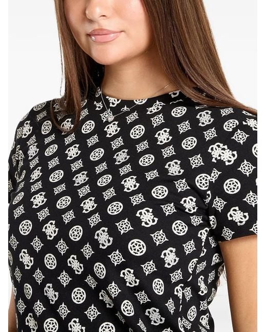 Guess Black Monogram-Print T-Shirt