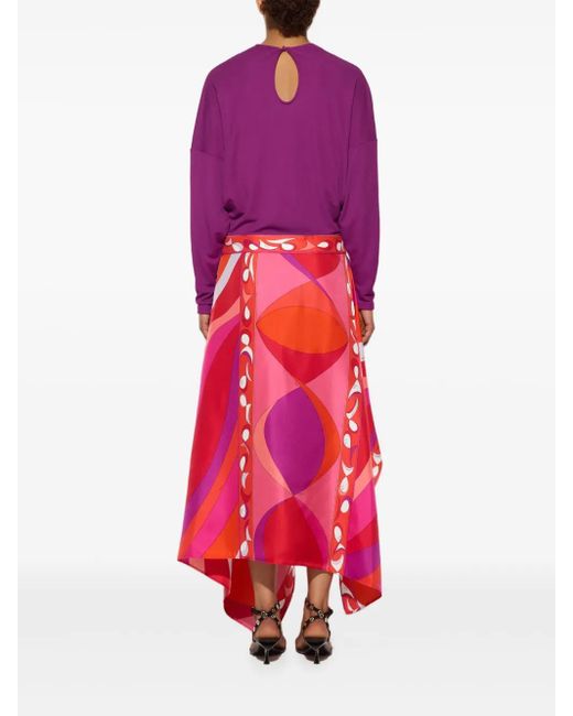 Emilio Pucci Red Pesci Print Asymmetric Dress