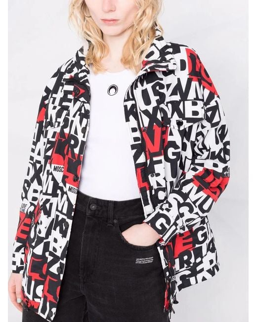 Love Moschino Red Alphabet-Print Jacket