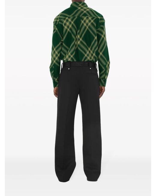 Burberry Green Mid-Length Wool Coat for men