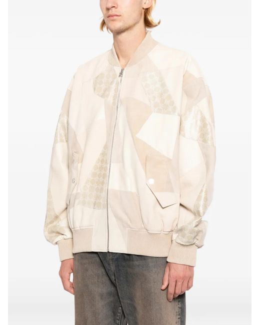 Amiri White Patchwork Bomber Jacket for men