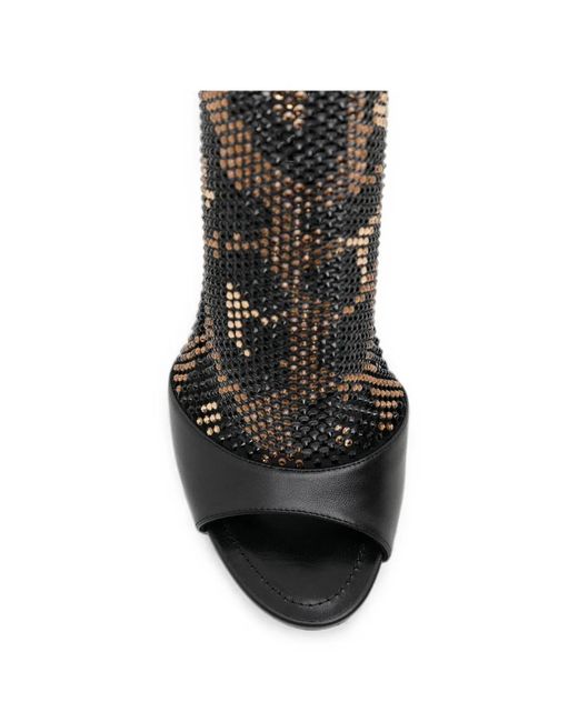 Rene Caovilla Black 105Mm Galaxia Leopard-Print Sandals