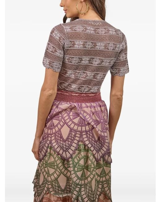 Cecilia Prado Pink Aurora Tiered Midi Skirt