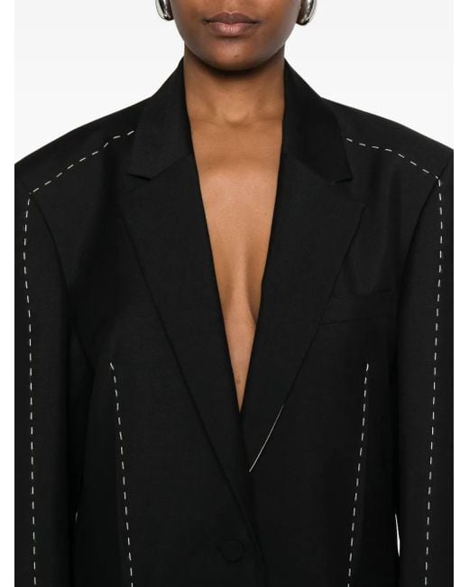 Rohe Black Contrast-Stitching Blazer