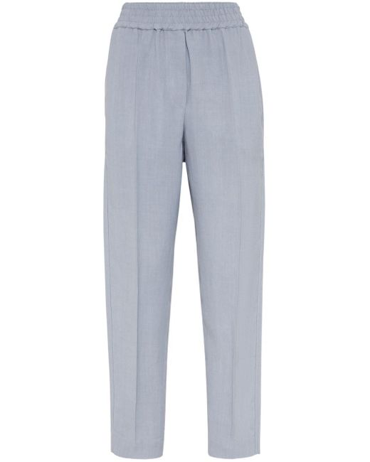 Pantalones rectos de talle alto Brunello Cucinelli de color Blue