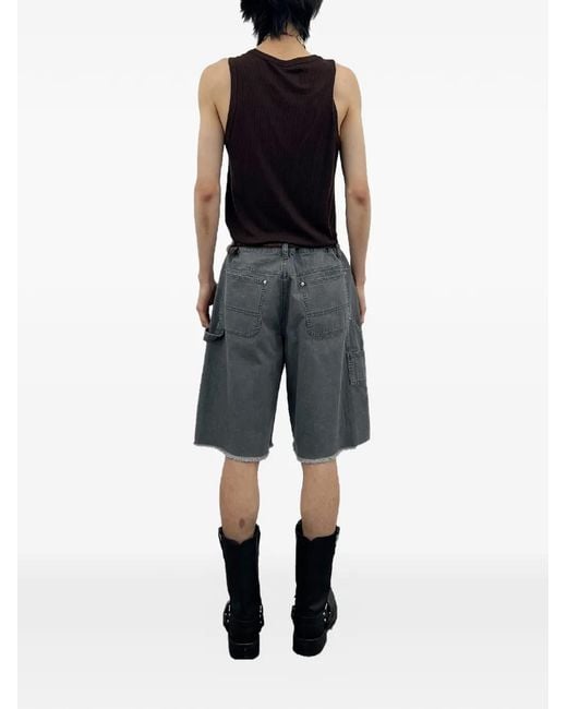 TONYWACK Gray Frayed Shorts for men