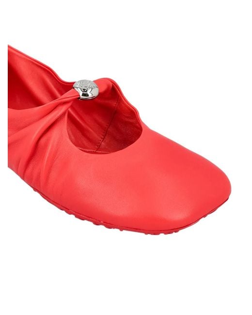 Loewe Red Geraffte Pebble Ballerinas