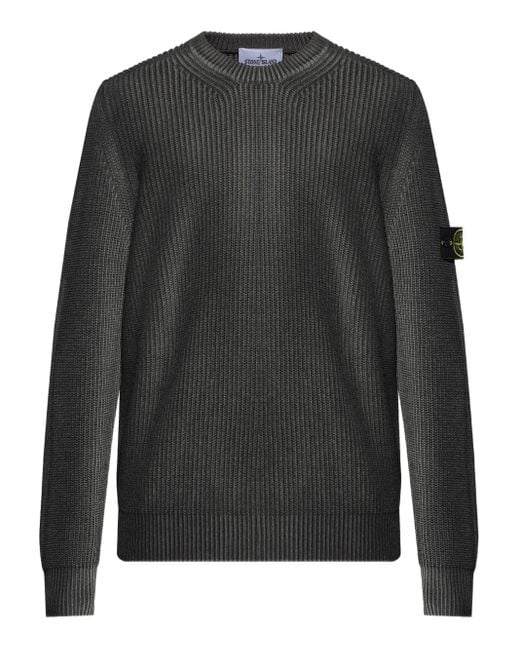 Stone Island Gray Logo-Patch Sweater for men