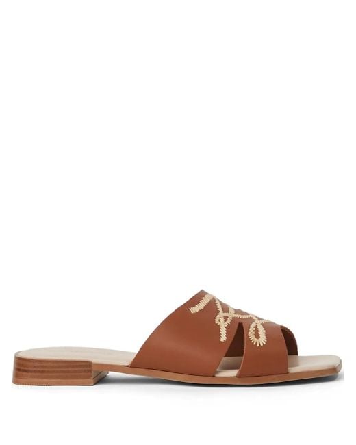 Karl Lagerfeld Brown Logo-Embroidered Slippers