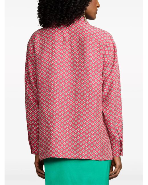 Ralph Lauren Pink Cagney Printed Silk Blouse