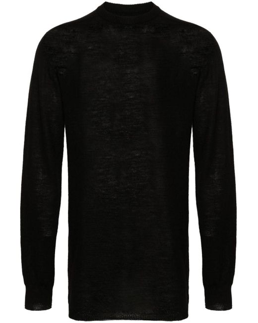 Rick Owens Black Fine-knit Virgin Wool Sweater for men