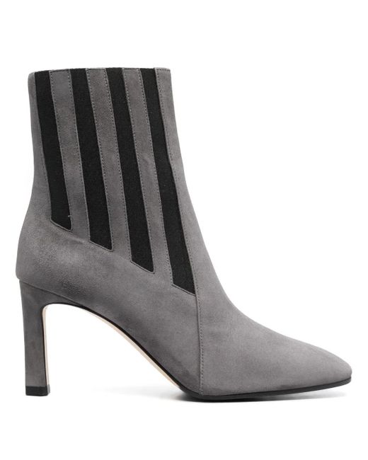 Sergio Rossi Gray Two-Tone Suede Ankle Boots