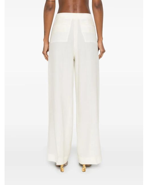 Fabiana Filippi White Mid-Rise Organza Palazzo Pants