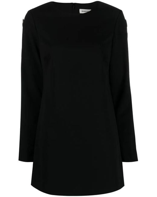 Jonathan Simkhai Black Appliqué-Detail Long-Sleeve Minidress