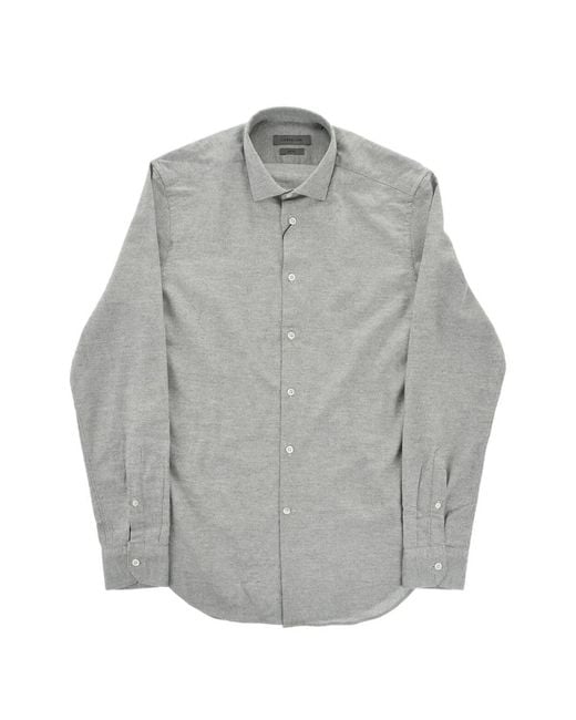 Corneliani Gray Flannel Slim-Fit Shirt for men
