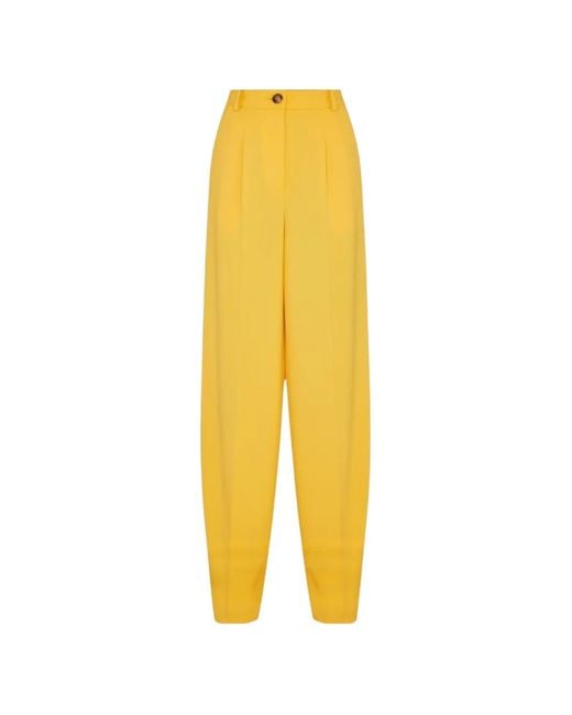 Elisabetta Franchi Yellow Pleat-Detail Tailored Trousers