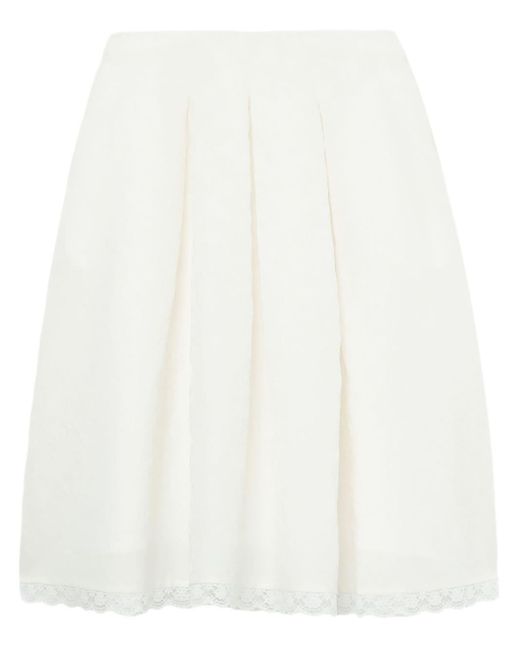 ShuShu/Tong White Lace-detail Pleated Midi Dress