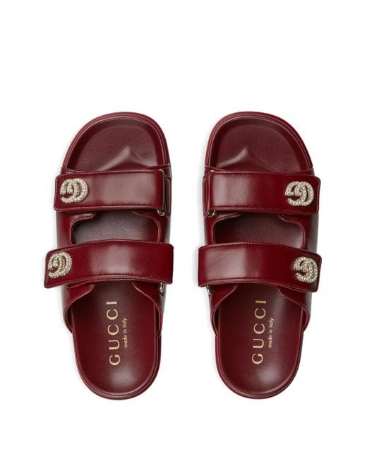 Gucci Red Sandale Mit Kristall Double G