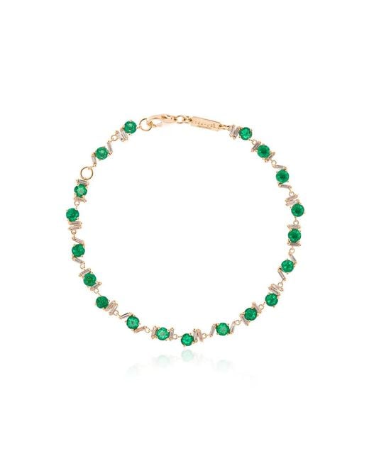 Suzanne Kalan Multicolor 18Kt, Emerald And Diamond Tennis Bracelet