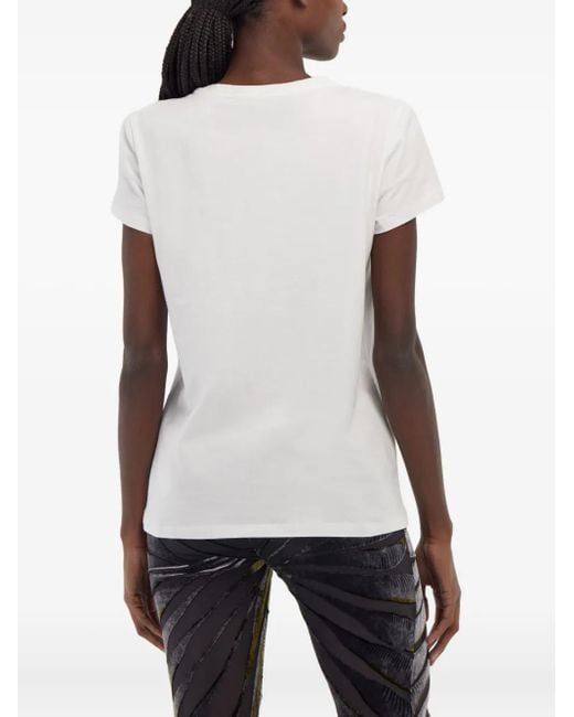 Roberto Cavalli White Weißes T-Shirt Mit Schwarzem Logo