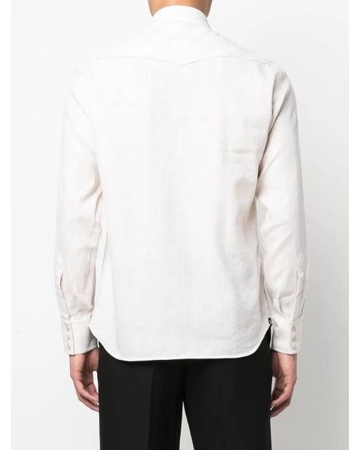 Lardini White Striped Flap-Pockets Shirt for men