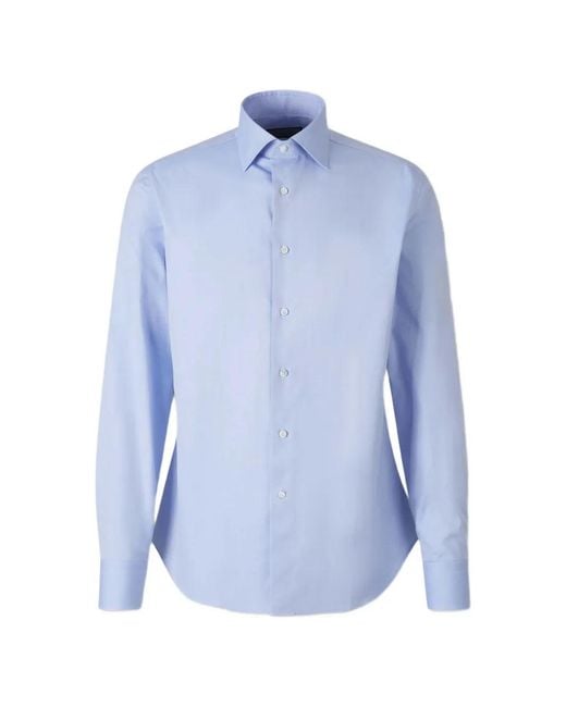 Canali Blue Spread-Collar Button-Down Shirt for men