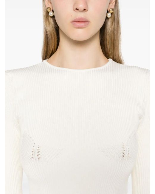 Magda Butrym White Long-Sleeve Ribbed Jumper