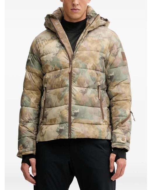 Bogner Fire + Ice Brown Camouflage-Pattern Hooded Ski Jacket for men