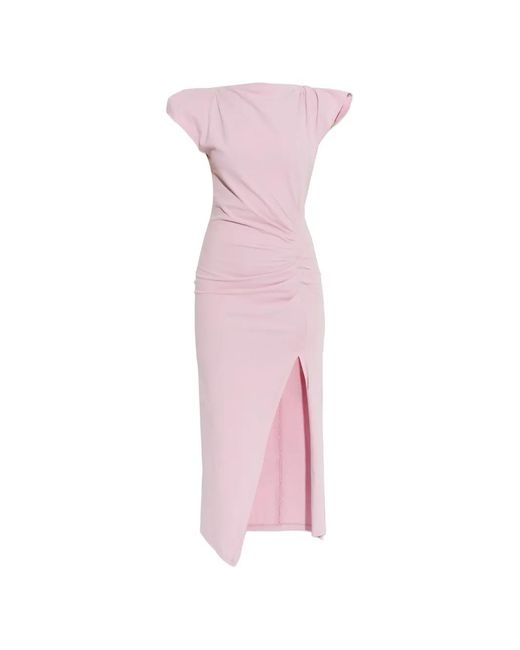 Isabel Marant Pink Nadela Ruched Detailed Midi Dress