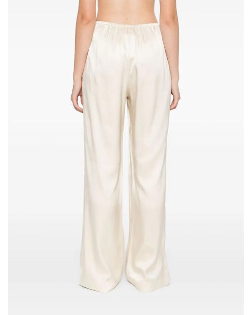 Anine Bing White Straight-Leg Silk Trousers