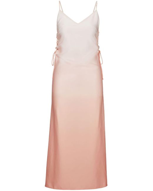 HUGO Pink Gradient-effect Satin Midi Dress