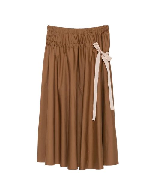 iBlues Brown Bow-Detail Midi Skirt