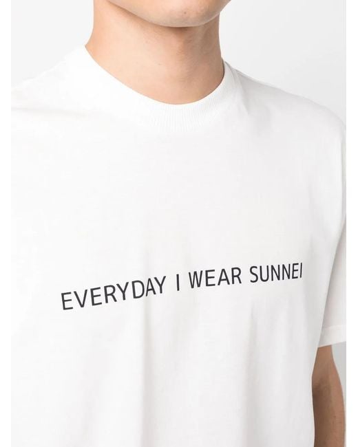 Sunnei White Slogan-Print Cotton T-Shirt for men
